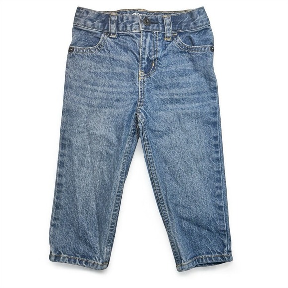 Osh Kosh B'gosh Classic Blue Jeans Unisex 18 Months Denim Adjustable Waist - Picture 1 of 3